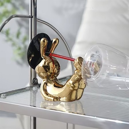 Figura Decorativa Soporte de Copa de Vino Rabbit Gold