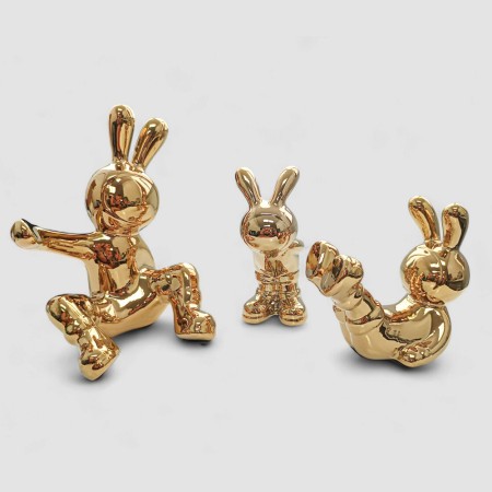 Figura Decorativa Soporte de Copa de Vino Rabbit Gold