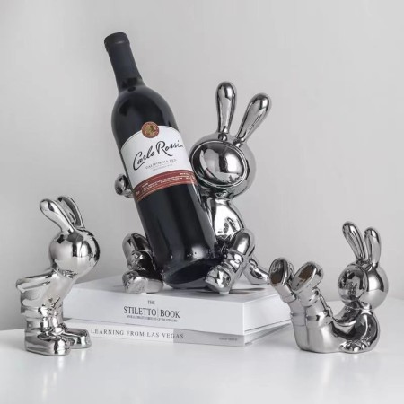 Soporte Para Botella de Vino Bunny Silver 3pcs