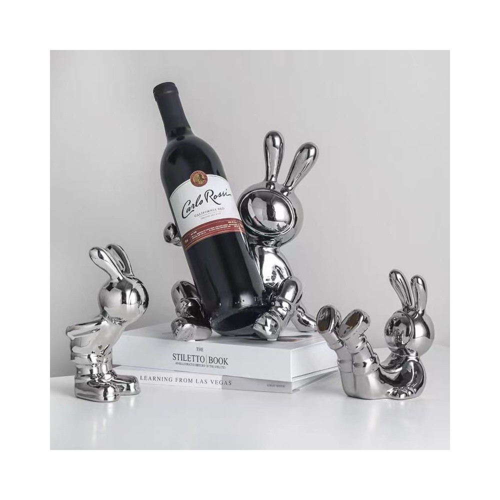 Soporte Para Botella de Vino Bunny Silver 3pcs