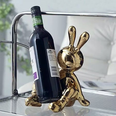 Soporte Para Botella de Vino Bunny Gold  3pcs