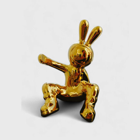 Figura Decorativa Soporte para Vino Bunny Gold