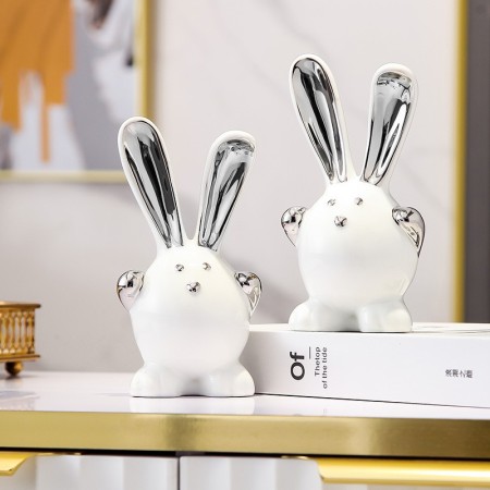 Figura Decorativa Rabbit White Silver