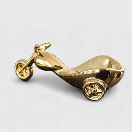 Figura Decorativa Moto Harley para Copa de Vino Gold