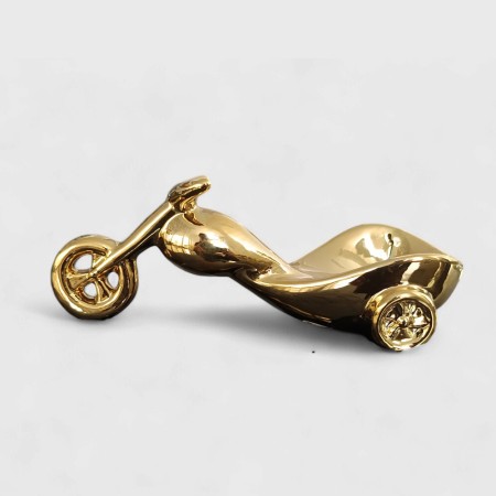 Figura Decorativa Moto Harley para Copa de Vino Gold