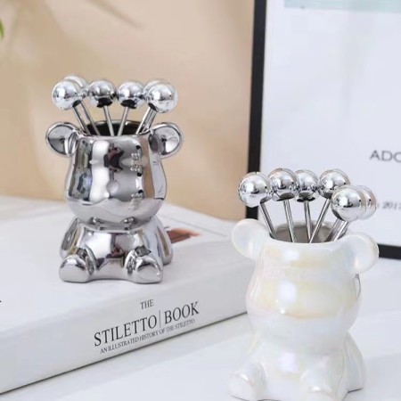 Set 6 Tenedores Aperitivos Bear Silver