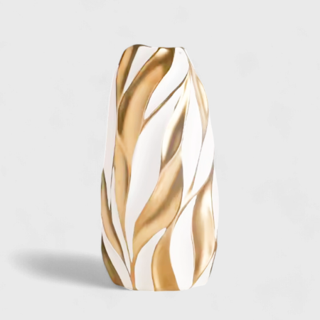 Florero Decorativo Esencia Ondulada Small Gold White