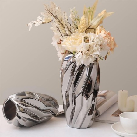 Florero Decorativo Destello Ondulado Big Silver