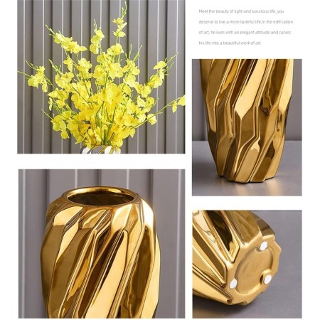 Florero Decorativo Destello Ondulado Small Gold