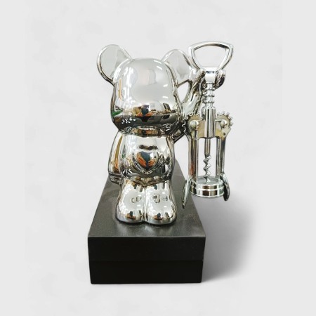 Soporte para Vino con Descorchador Bear Silver