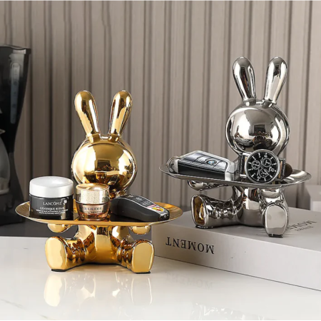 Figura Decorativa Soporte para Llaves Bunny Gold