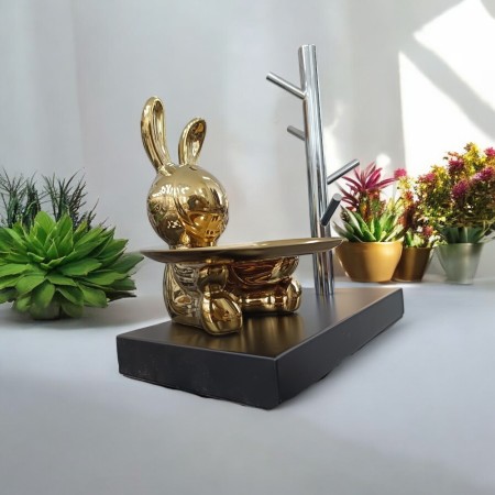 Figura Decorativa Soporte para Llaves Bunny Gold Silver