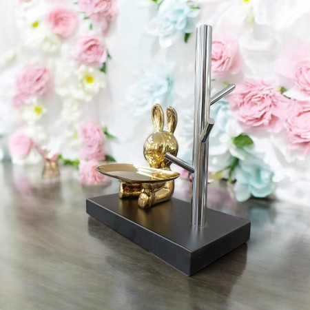 Figura Decorativa Soporte para Llaves Bunny Gold Silver