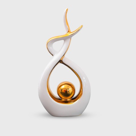 Escultura Abstracta Light Luxury Big Gold White