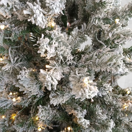 Árbol De Navidad 2,10 Pascua Nevado con Luces Integradas y Base de Armado Fácil