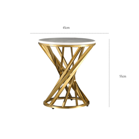 mesas laterales doradas con base de marmol