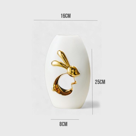 Florero Elegance Rabbit White Gold