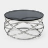 Mesa de Centro Orbital Silver - Vidrio Templado Ahumado & Acero Inoxidable