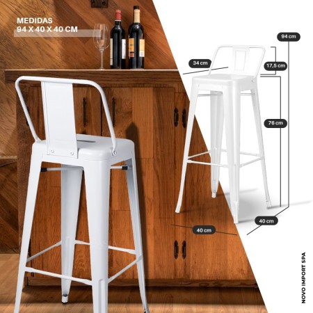 Silla de Bar Blanca con Respaldo