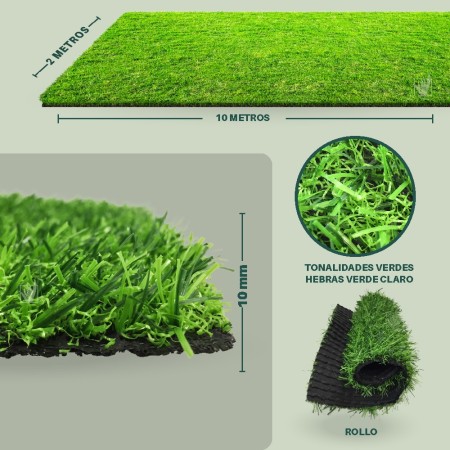 Pasto Sintético 10 Milímetros  de Espesor 10MT2