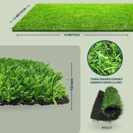 Pasto Sintético 10 Milímetros  de Espesor 30 MT2