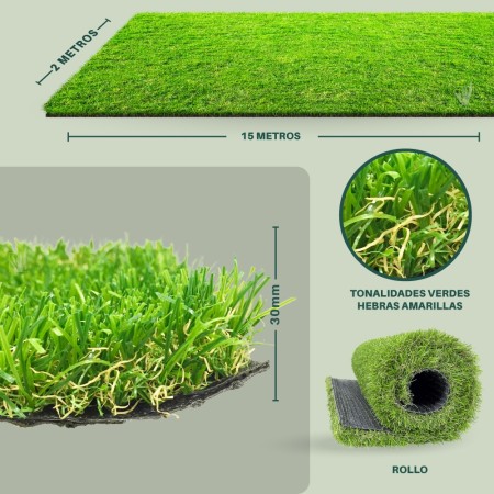 Pasto Sintético 30 Milímetros  de Espesor 30MT2