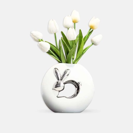 Florero Decorativo Harmony White Silver