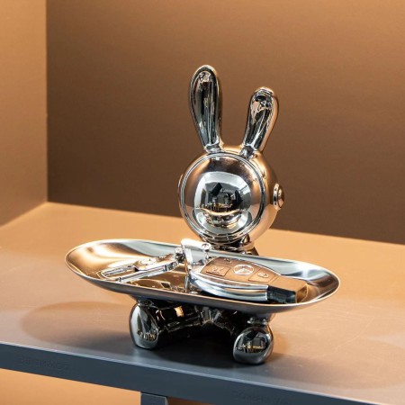 Figura Decorativa Soporte para Llaves Bunny Silver