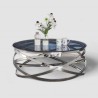 Mesa de Centro Orbital Silver - Vidrio Templado Ahumado & Acero Inoxidable