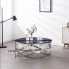 Mesa de Centro Orbital Silver - Vidrio Templado Ahumado & Acero Inoxidable