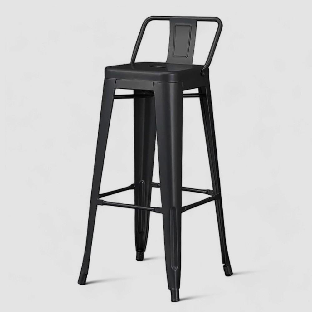 Silla de Bar Negra con Respaldo