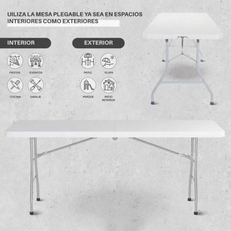 Mesa Plegable Blanca 180cm Tipo Maleta