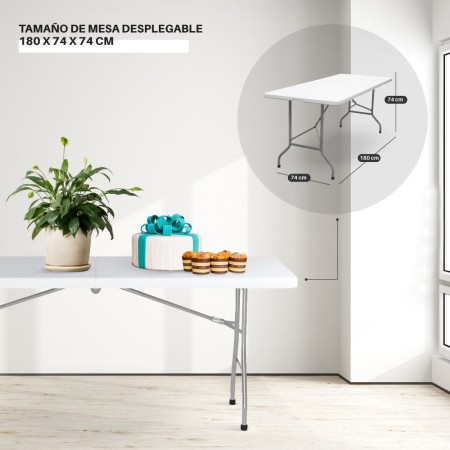 Mesa Plegable Blanca 180cm Tipo Maleta