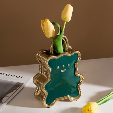 Figura Decorativa Opulance Bear Gold Green