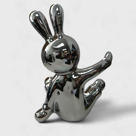 Figura Decorativa Soporte para Vino Bunny Silver