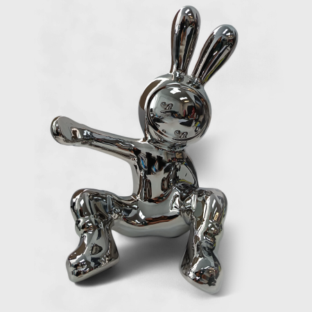 Figura Decorativa Soporte para Vino Bunny Silver