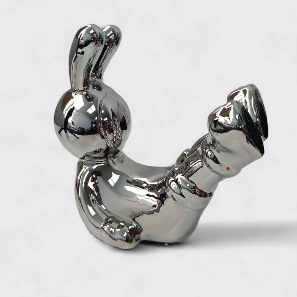 Figura Decorativa Soporte de Copa de Vino Rabbit Silver